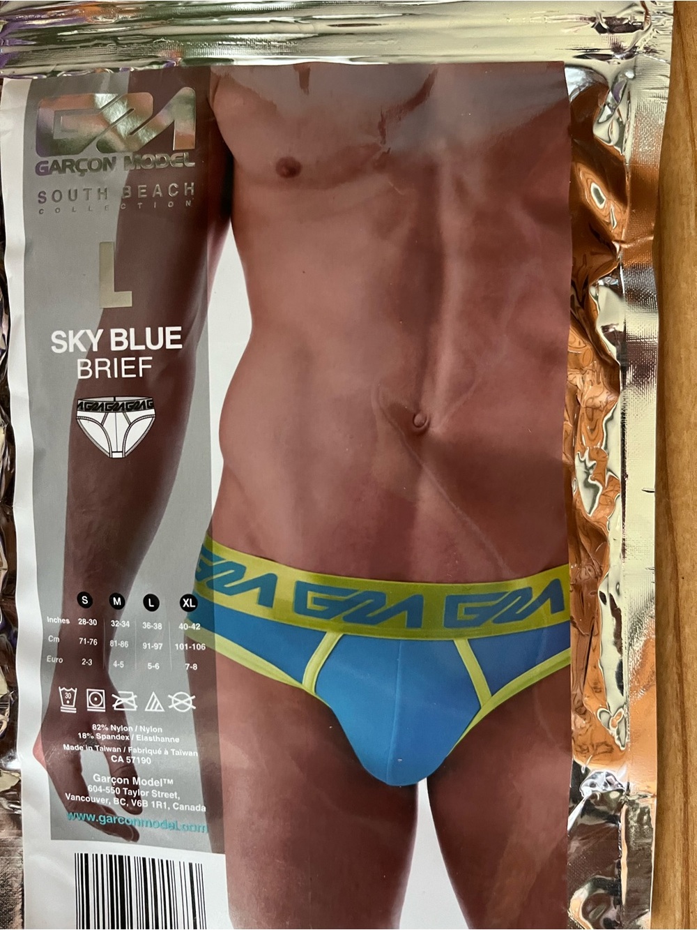 Men’s Sky Blue Brief with Yellow Trim